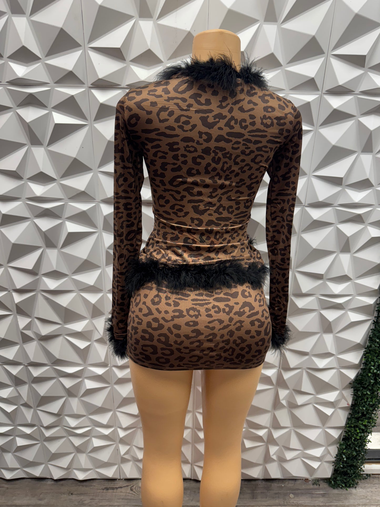 Brown Fur Trim Set
