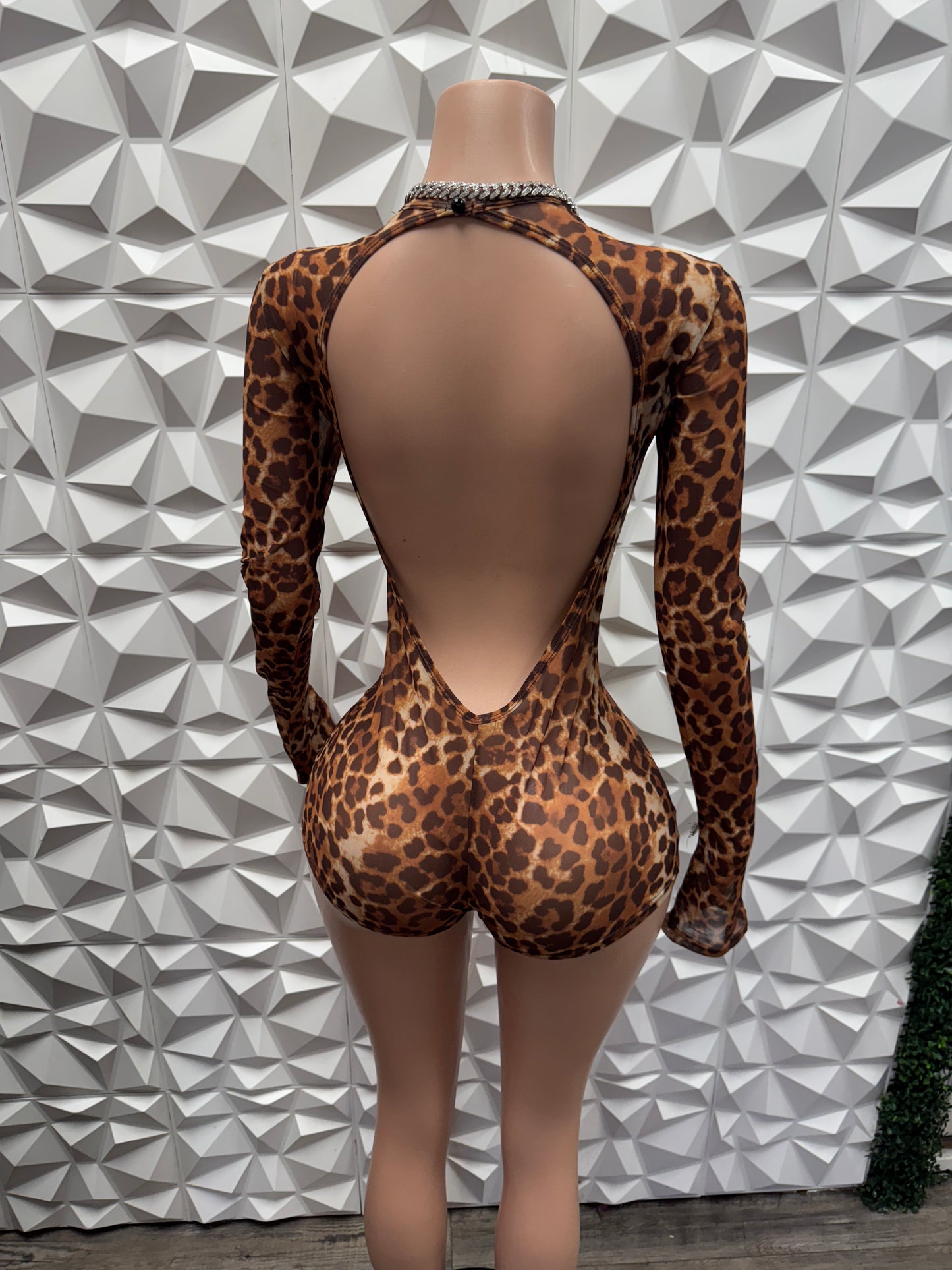 Leopard Mesh Romper