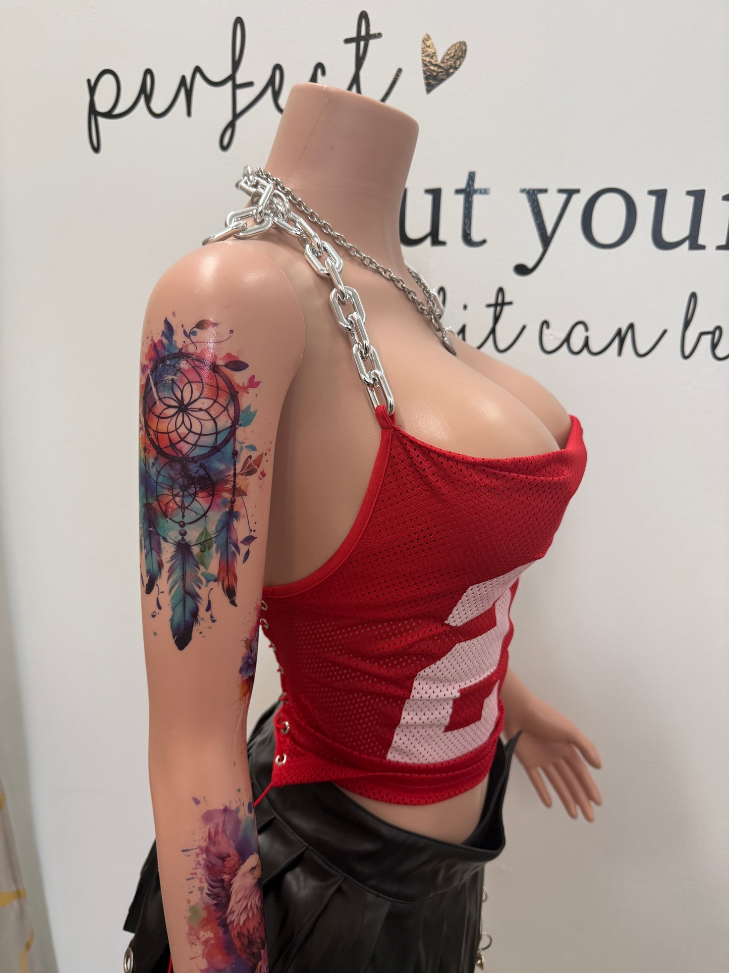 Game Day Baddie Lace-Up Jersey Top (Red/White)