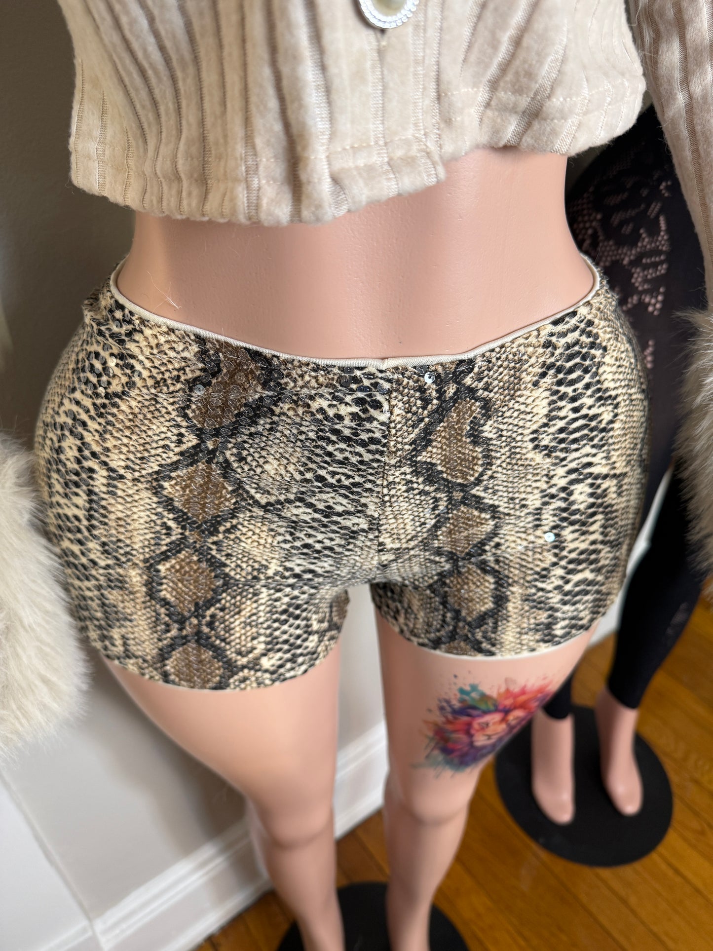 Sequin Leopard Shorts