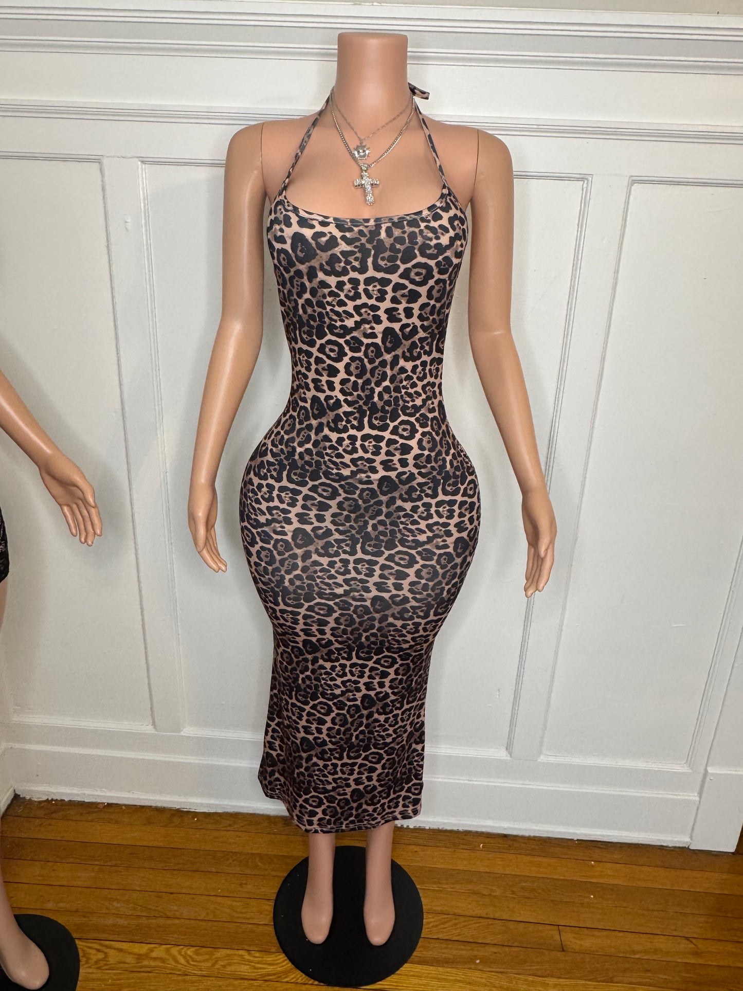 Leopard Maxi Halter Dress