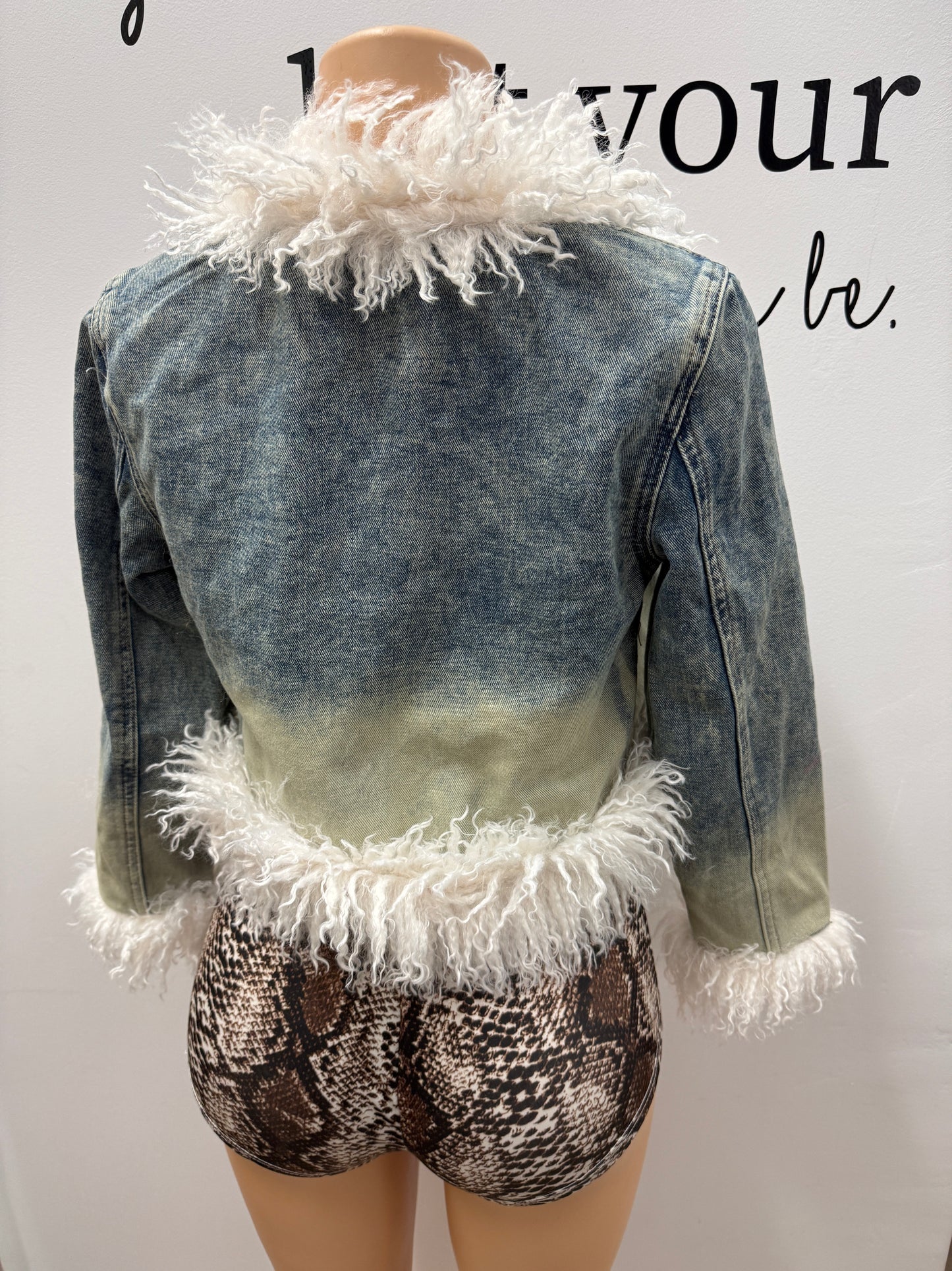 Snow Luxe Denim Fur Trim Jacket
