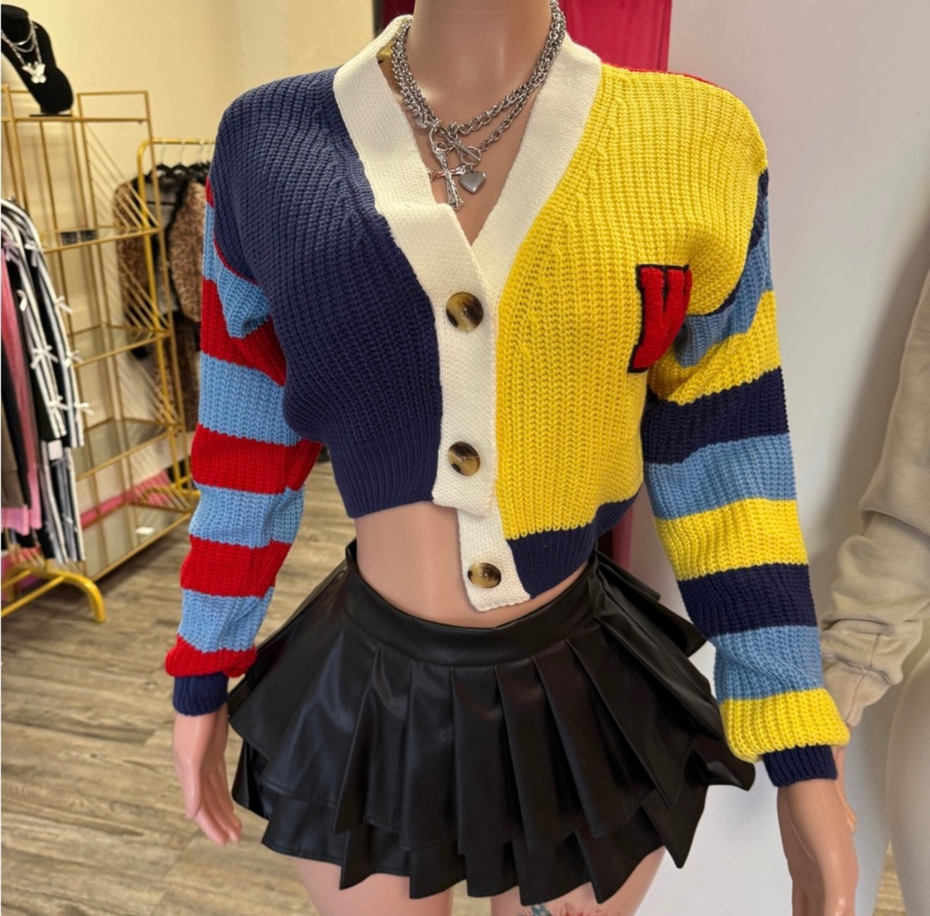 π The Varsity Color Pop Cropped Cardigan Sweater π
