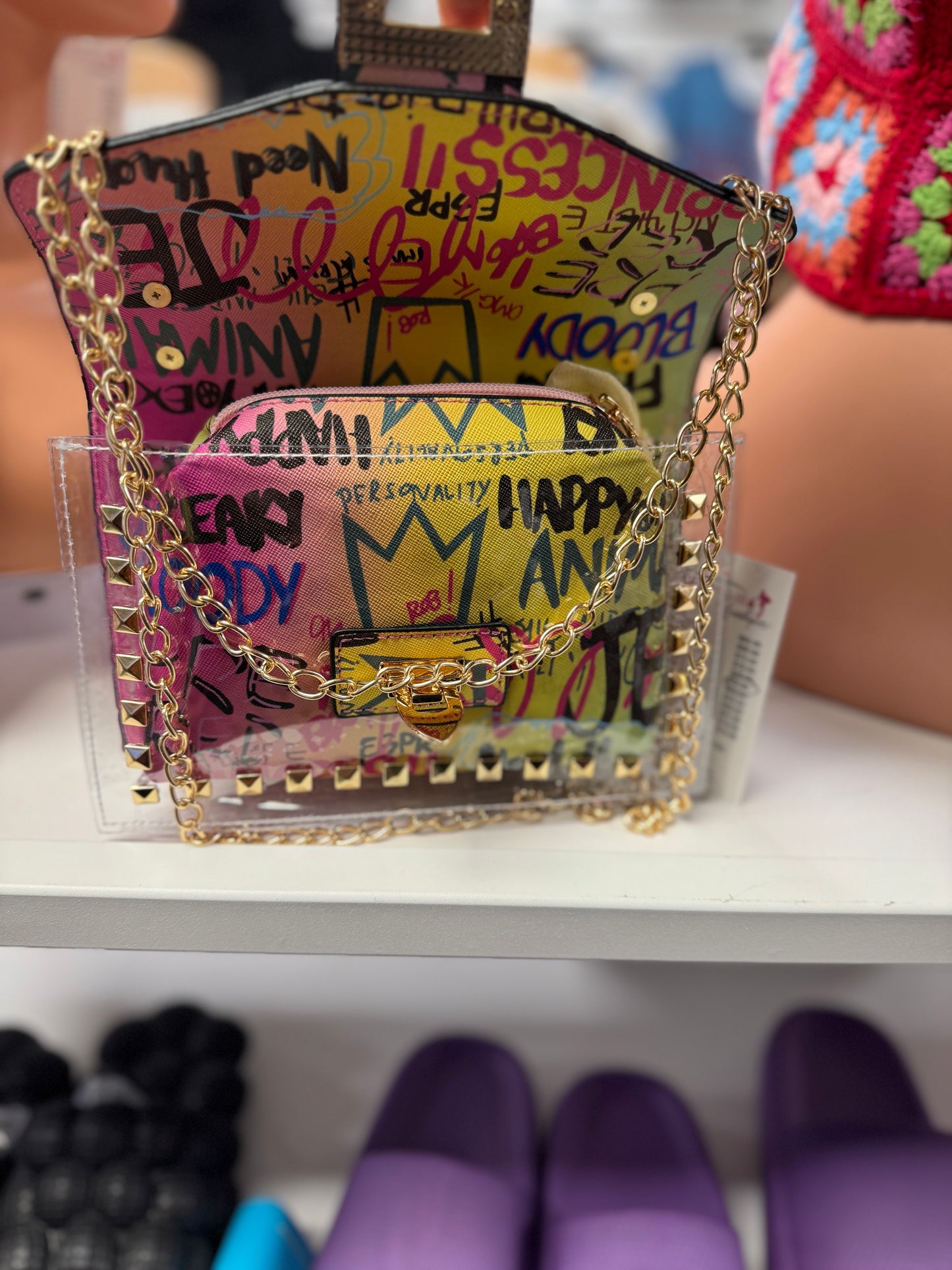 Unique Retro Graffiti Pink Design Bag