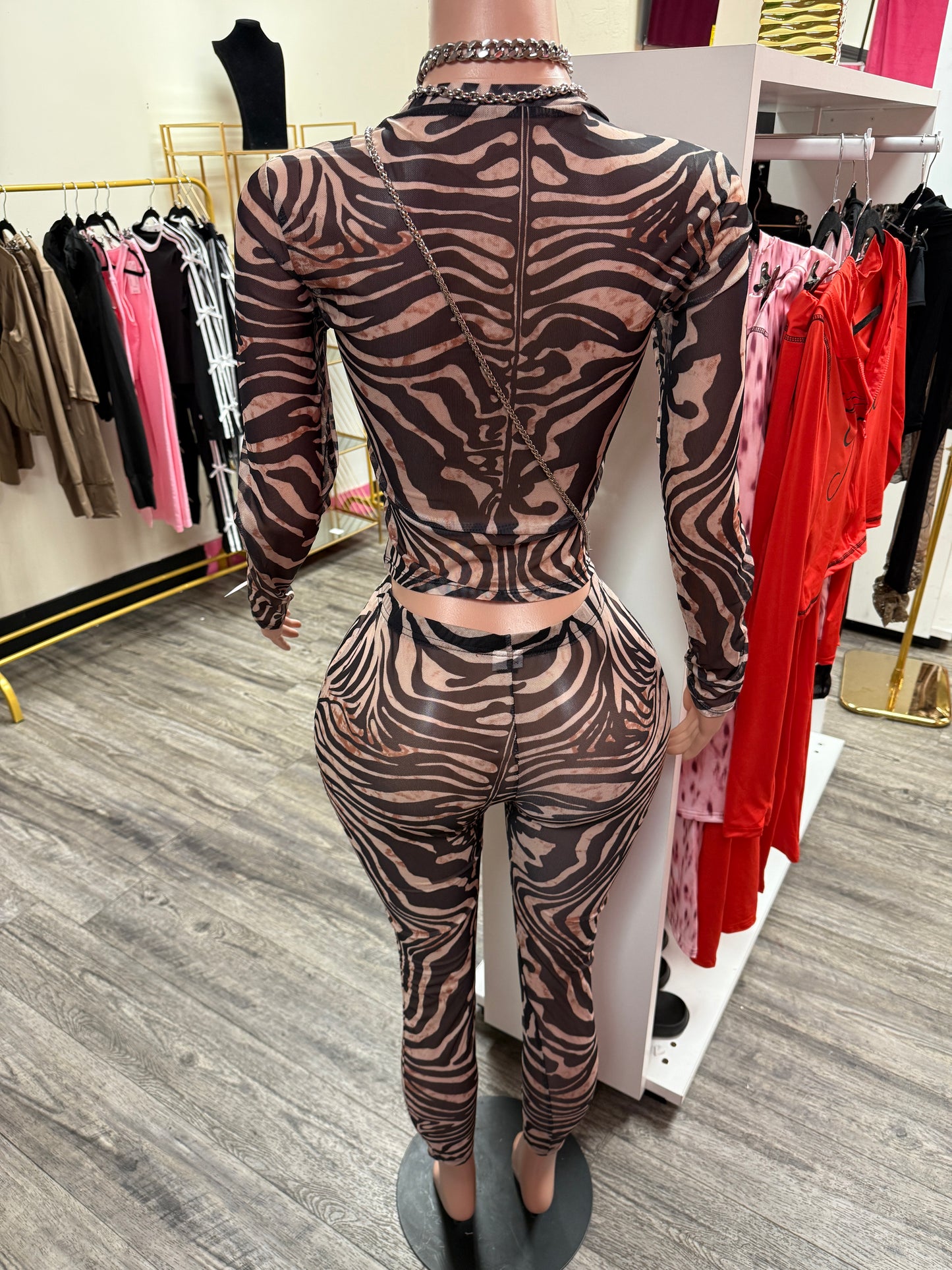 Nude Mesh Zebra Set