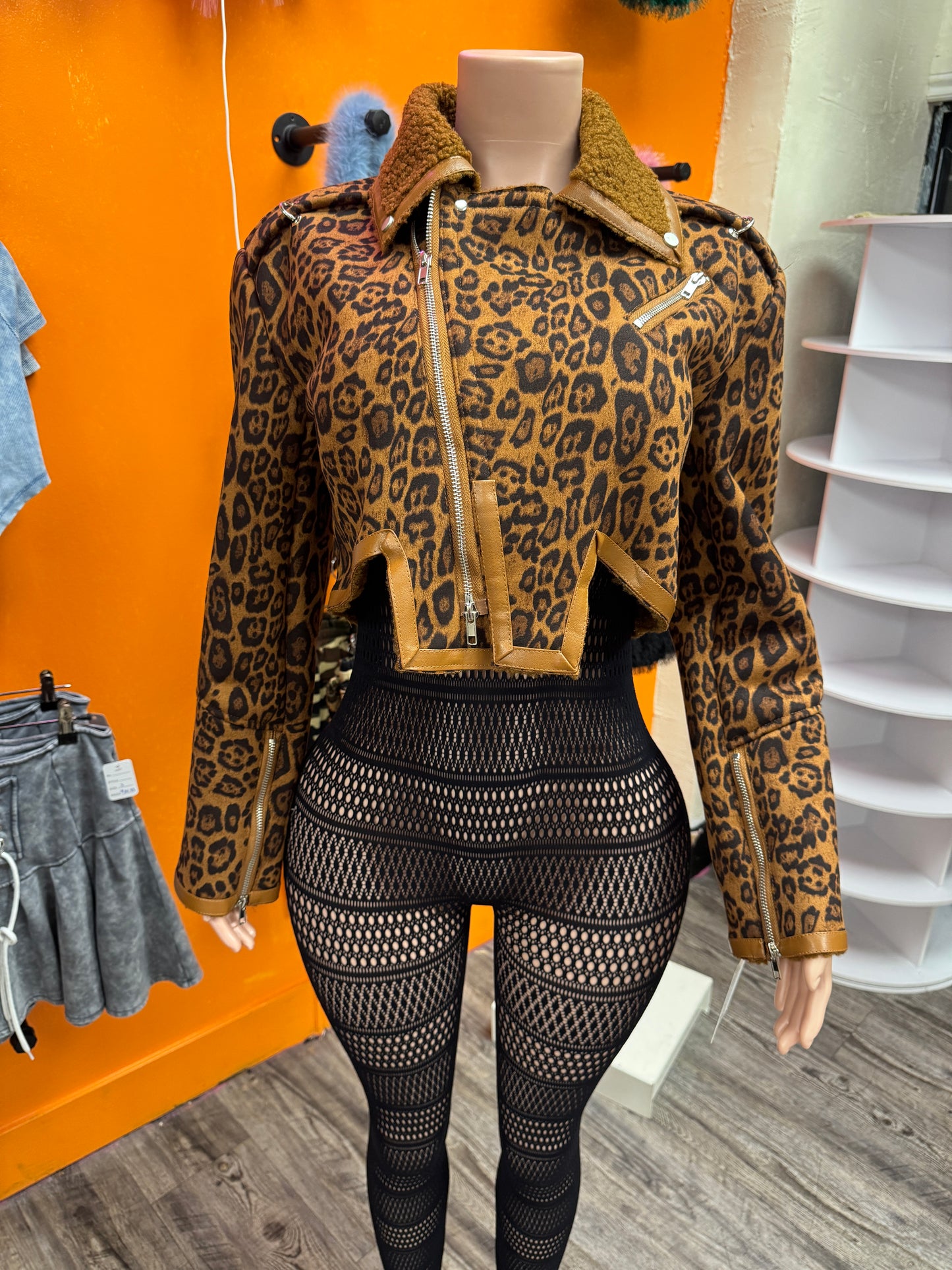 Teddy Fur Lined Leopard Jacket