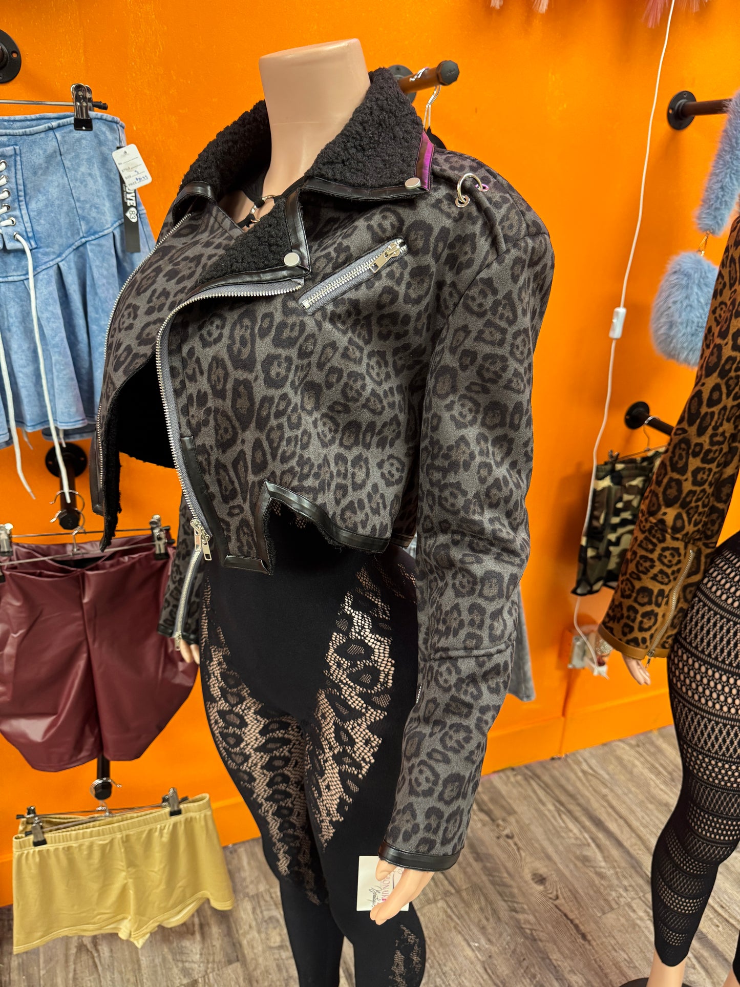 Teddy Fur Lined Leopard Jacket