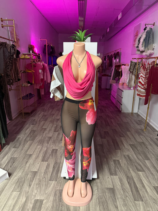 Midnight Bloom Sheer Mesh Leggings – High Stretch Statement Fit