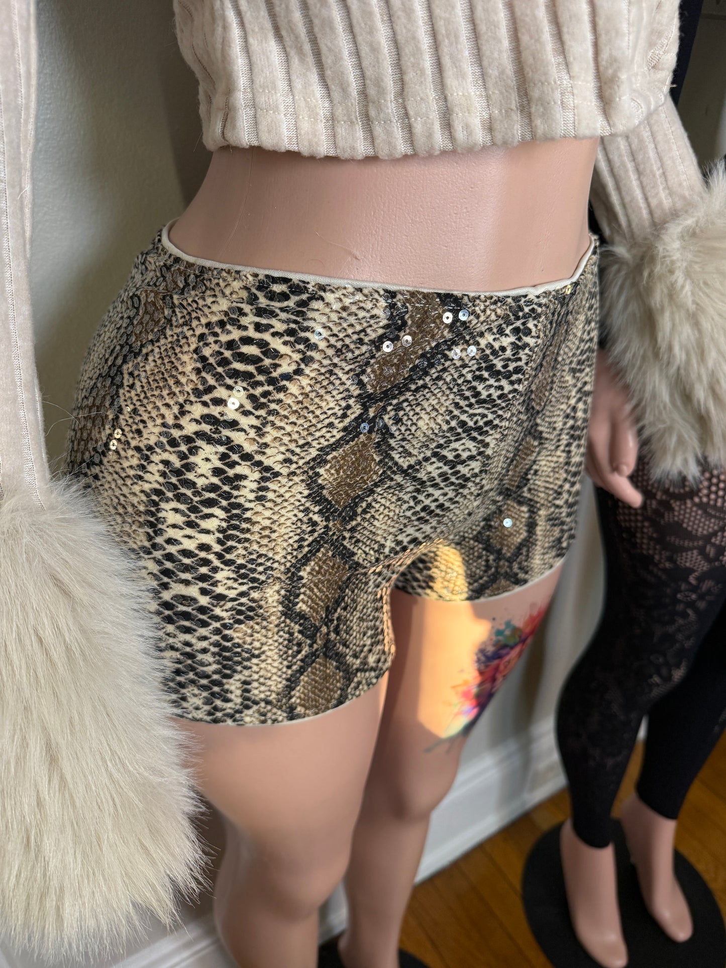 Sequin Leopard Shorts