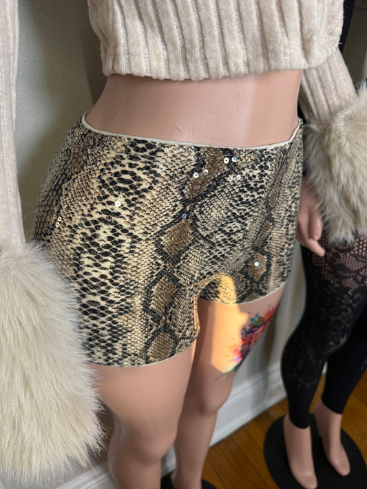 Sequin Leopard Shorts