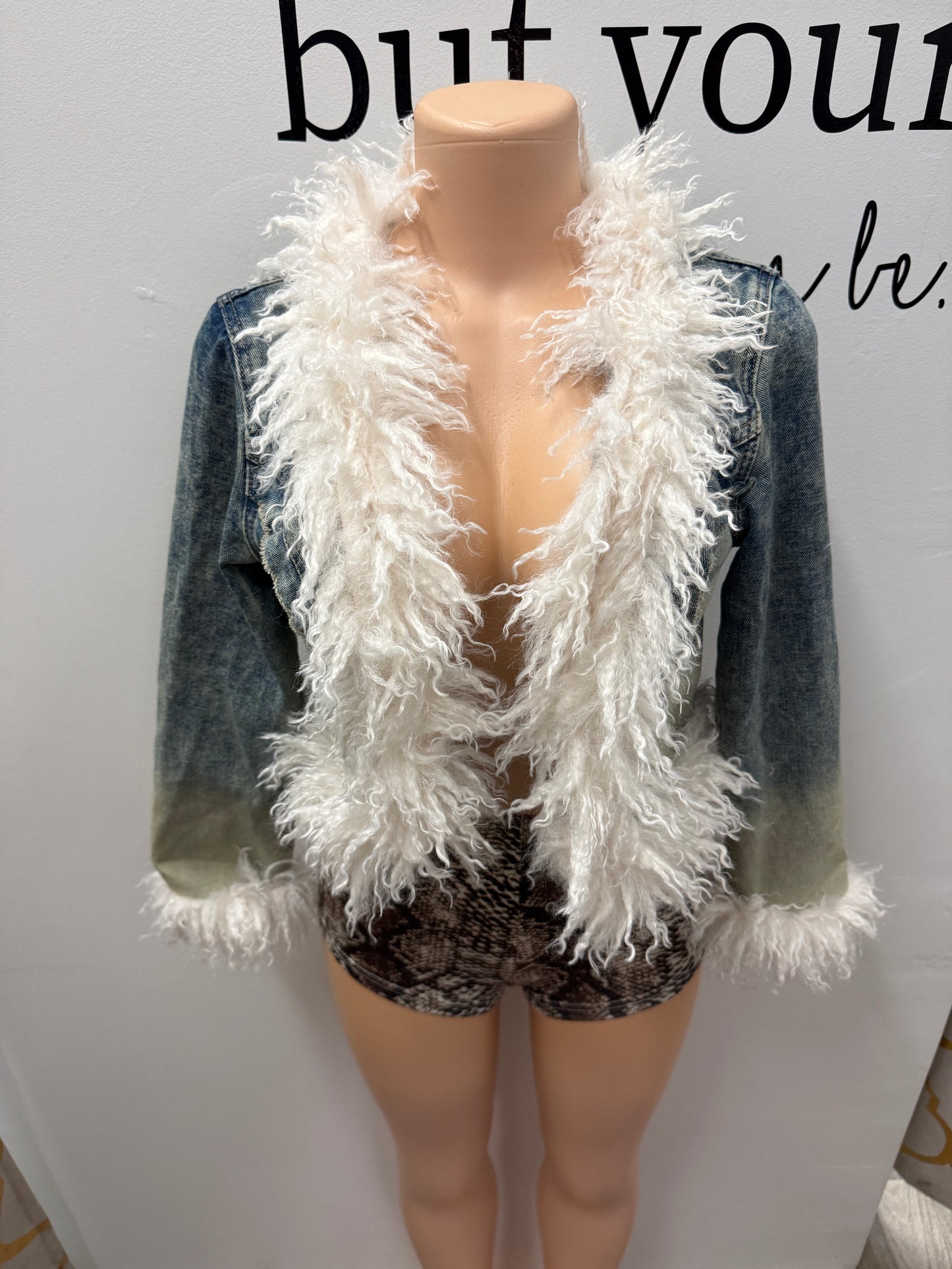 Snow Luxe Denim Fur Trim Jacket