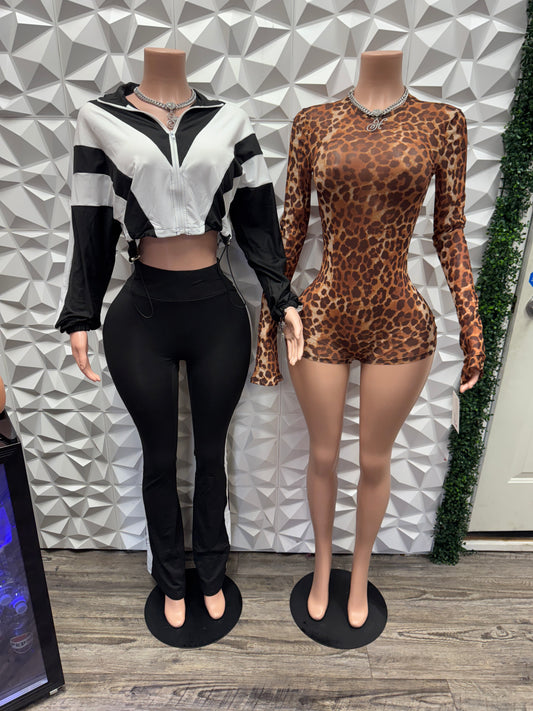 Leopard Mesh Romper