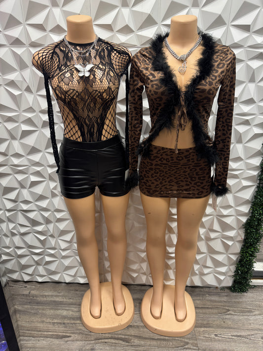 Brown Fur Trim Set