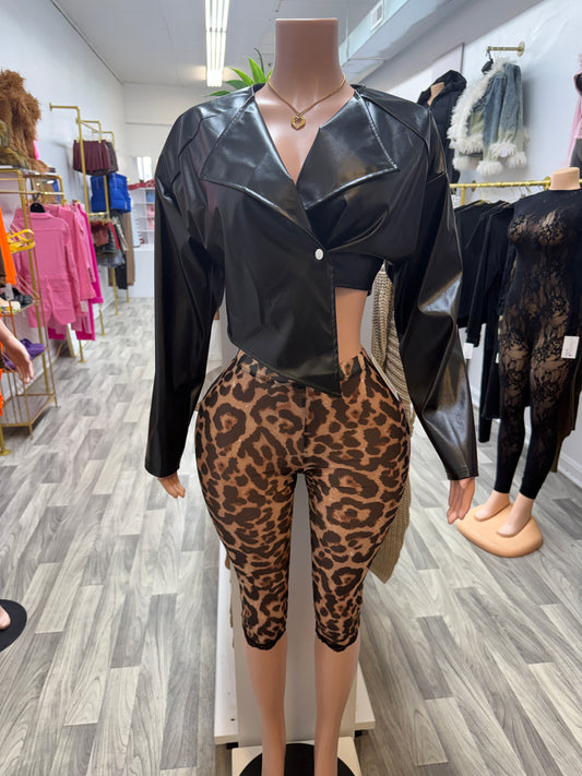 Sheer Wild Leopard Mesh Capri Leggings