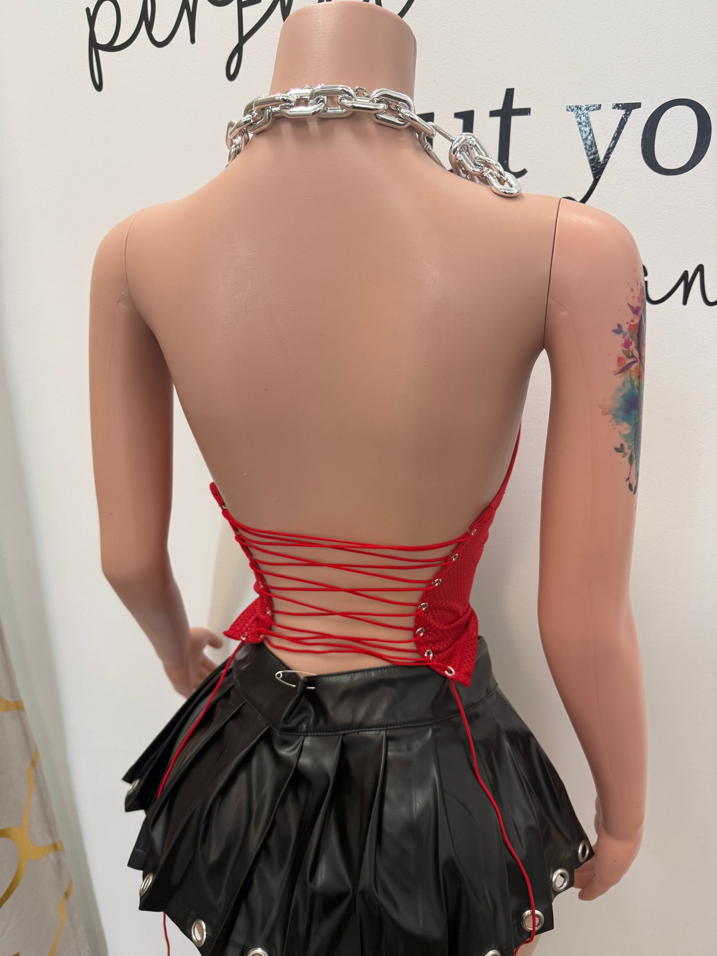 Game Day Baddie Lace-Up Jersey Top (Red/White)