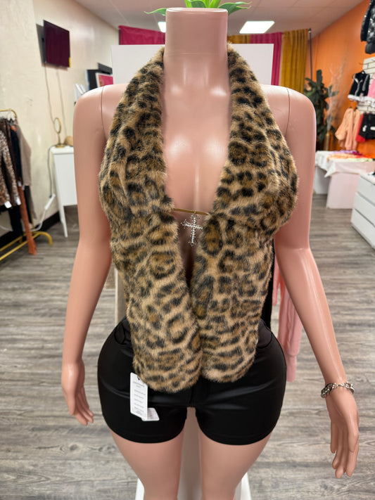 Leopard Fur Backless Top