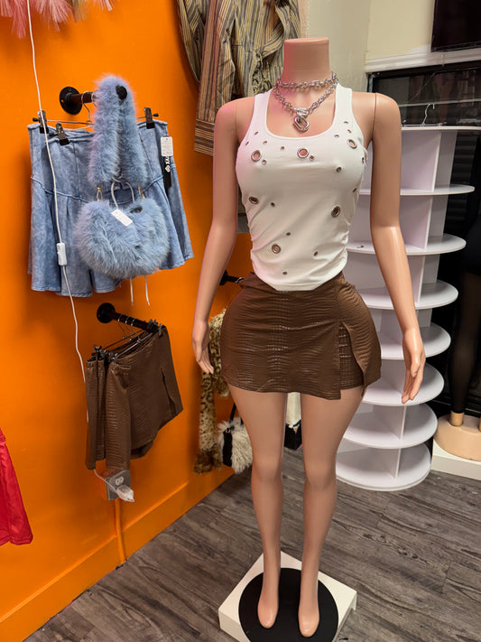 Brown SnakePrint Skort