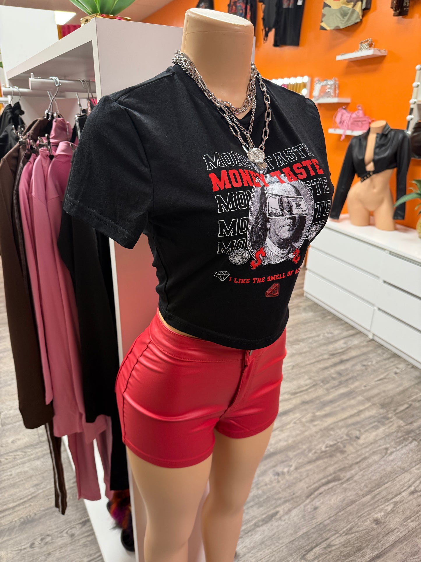 Baddie Leather Red Shorts