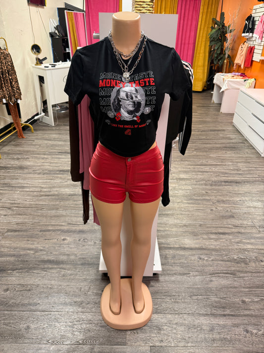 Baddie Leather Red Shorts