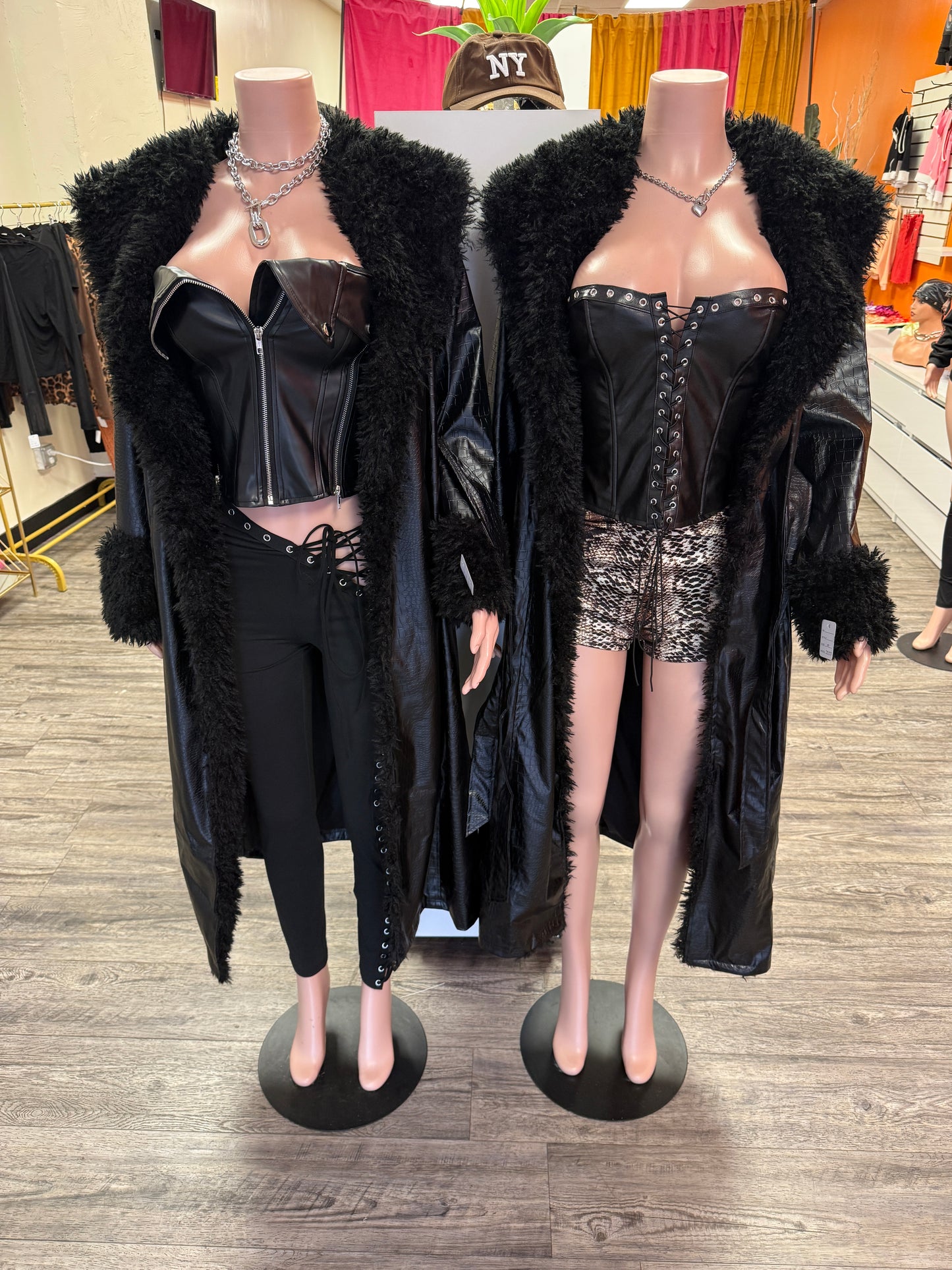 Fur Leather Trench Coat