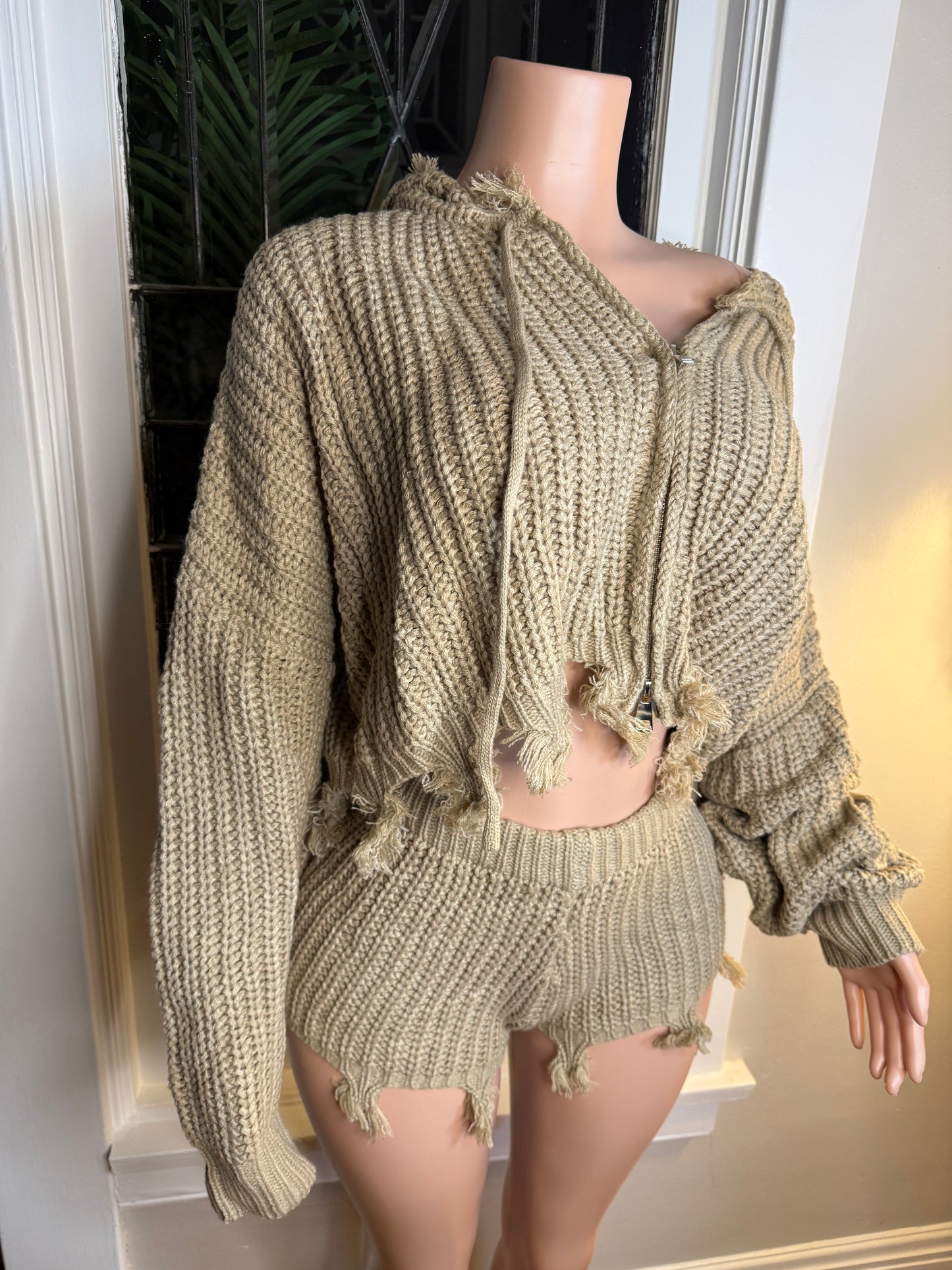 Distressed Knit Two-Piece Set