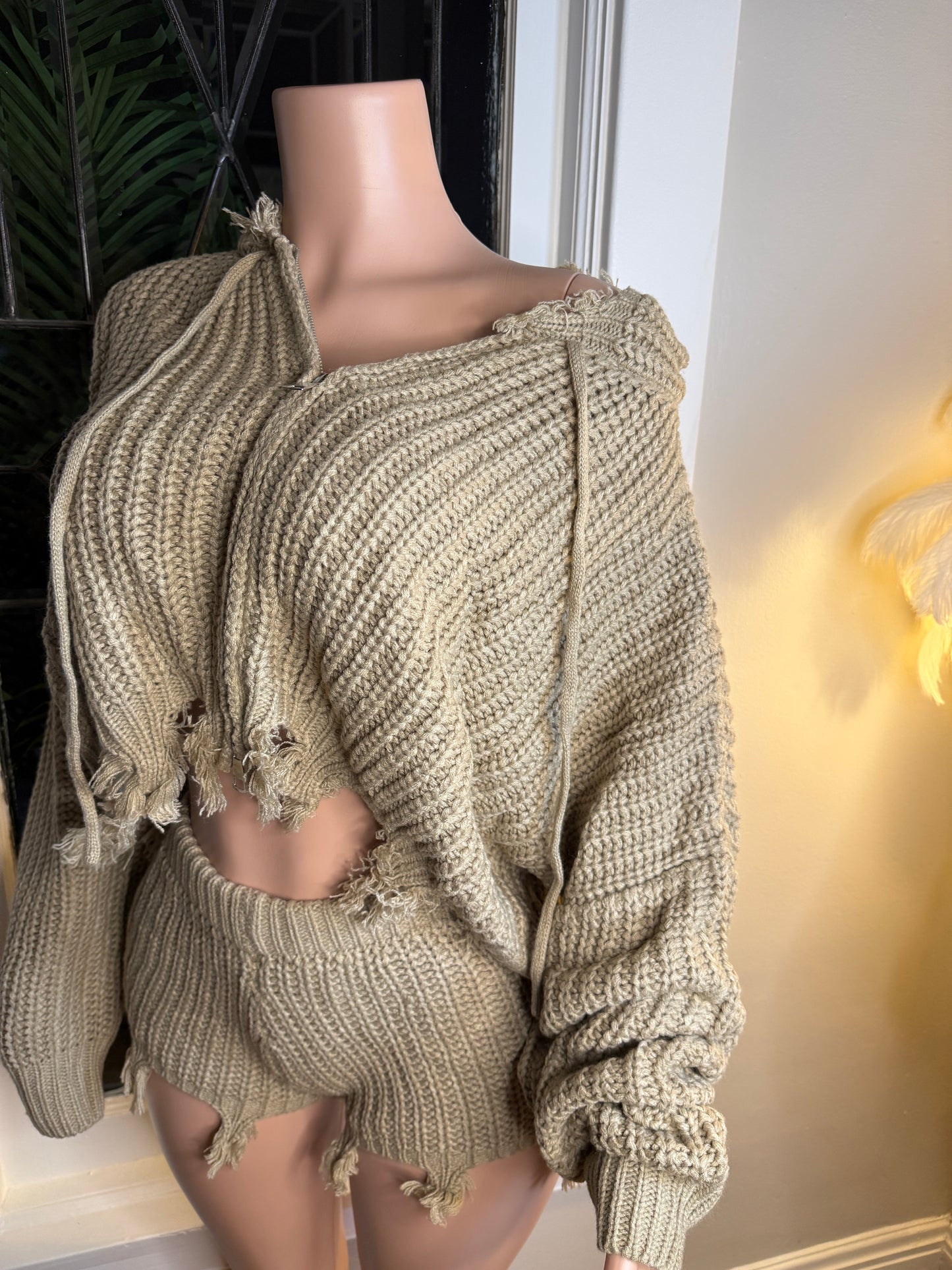 Distressed Knit Two-Piece Set