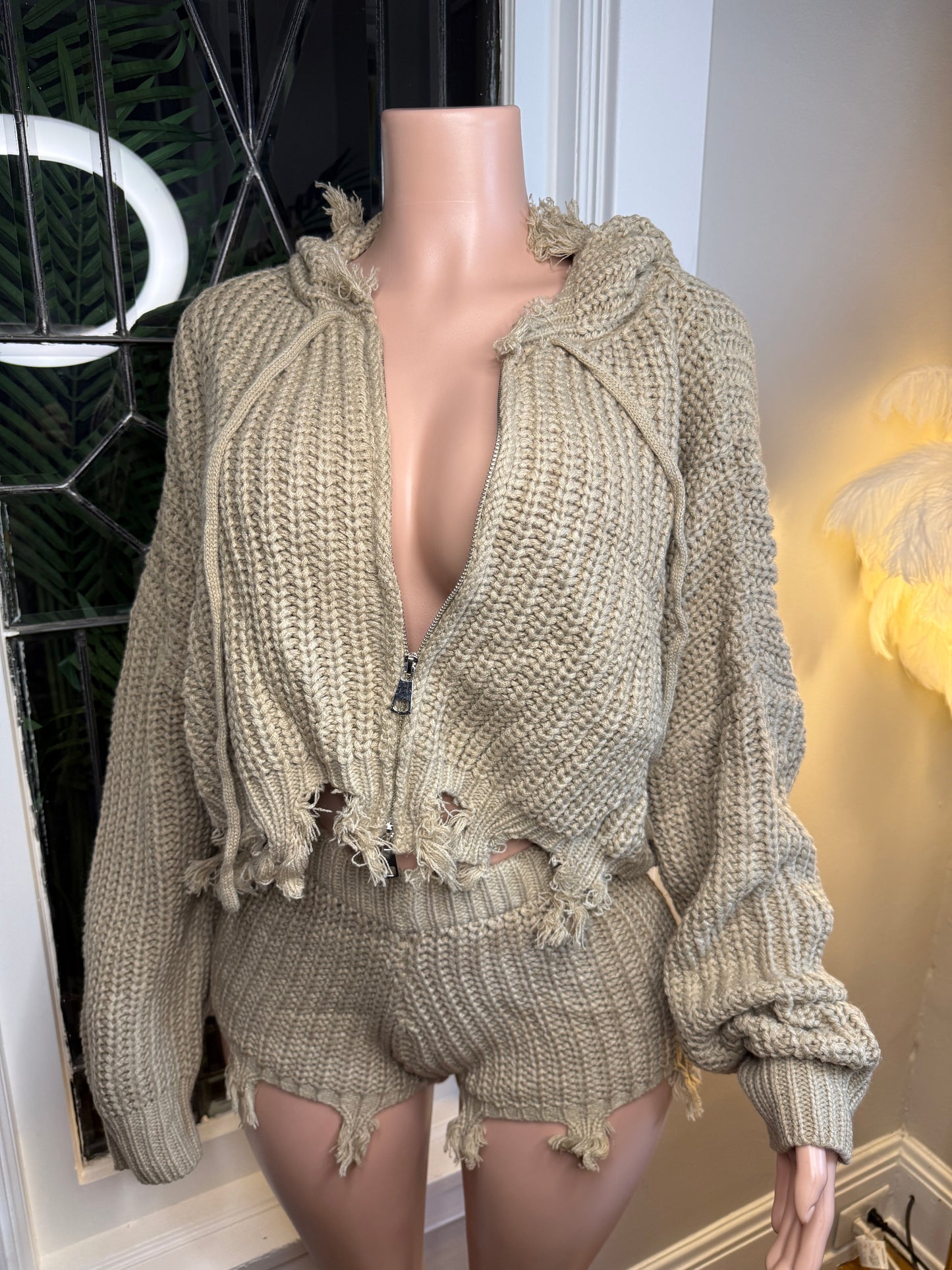 Distressed Knit Two-Piece Set